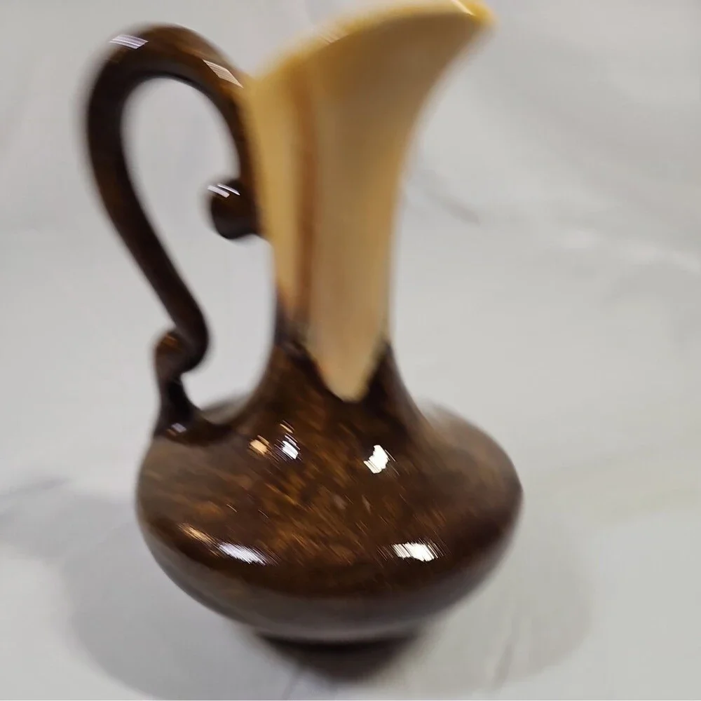Vintage 1968 Dalton USA Brown Drip Glaze Genie Pitcher Vase Ceramic Ewer